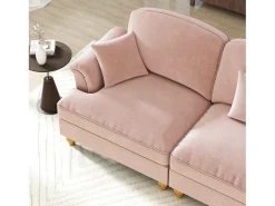 Best DripeX Sofá chesterfield 2 lugares em felpudo - com 2 puffs e 2 almofadas - saia removível - 194x140x93cm Rosa