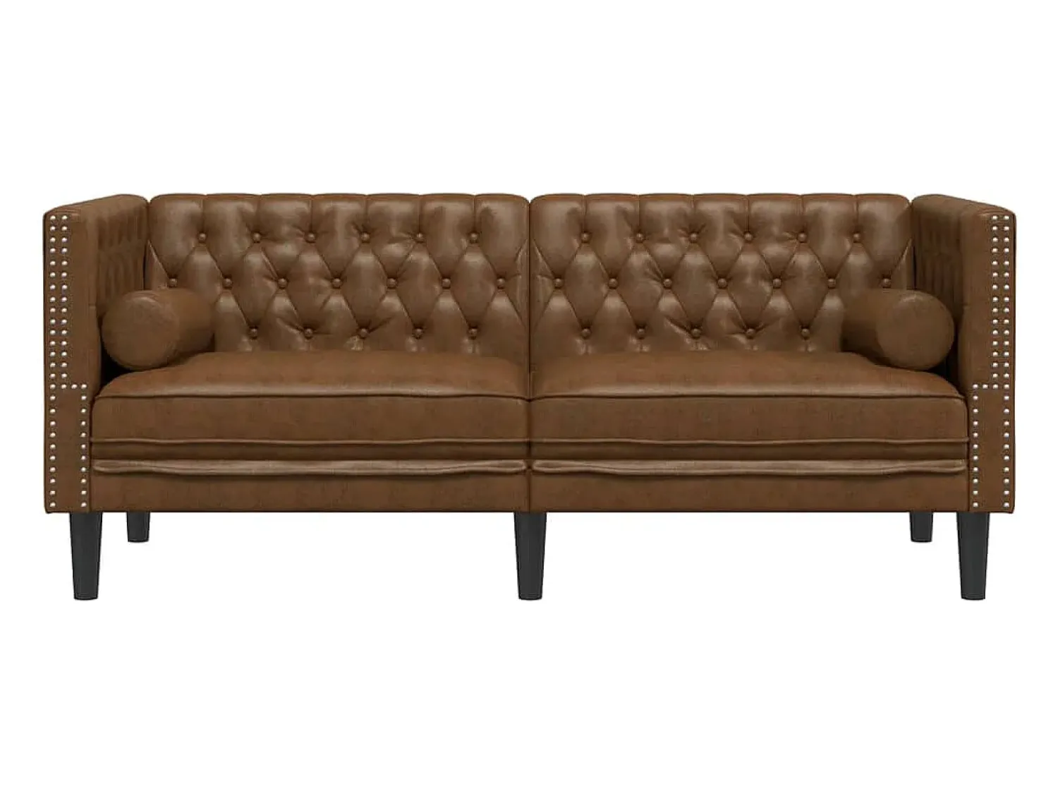 vidaxl Sofá chesterfield com rolos 2 lugares camurça artif.^ Sofá