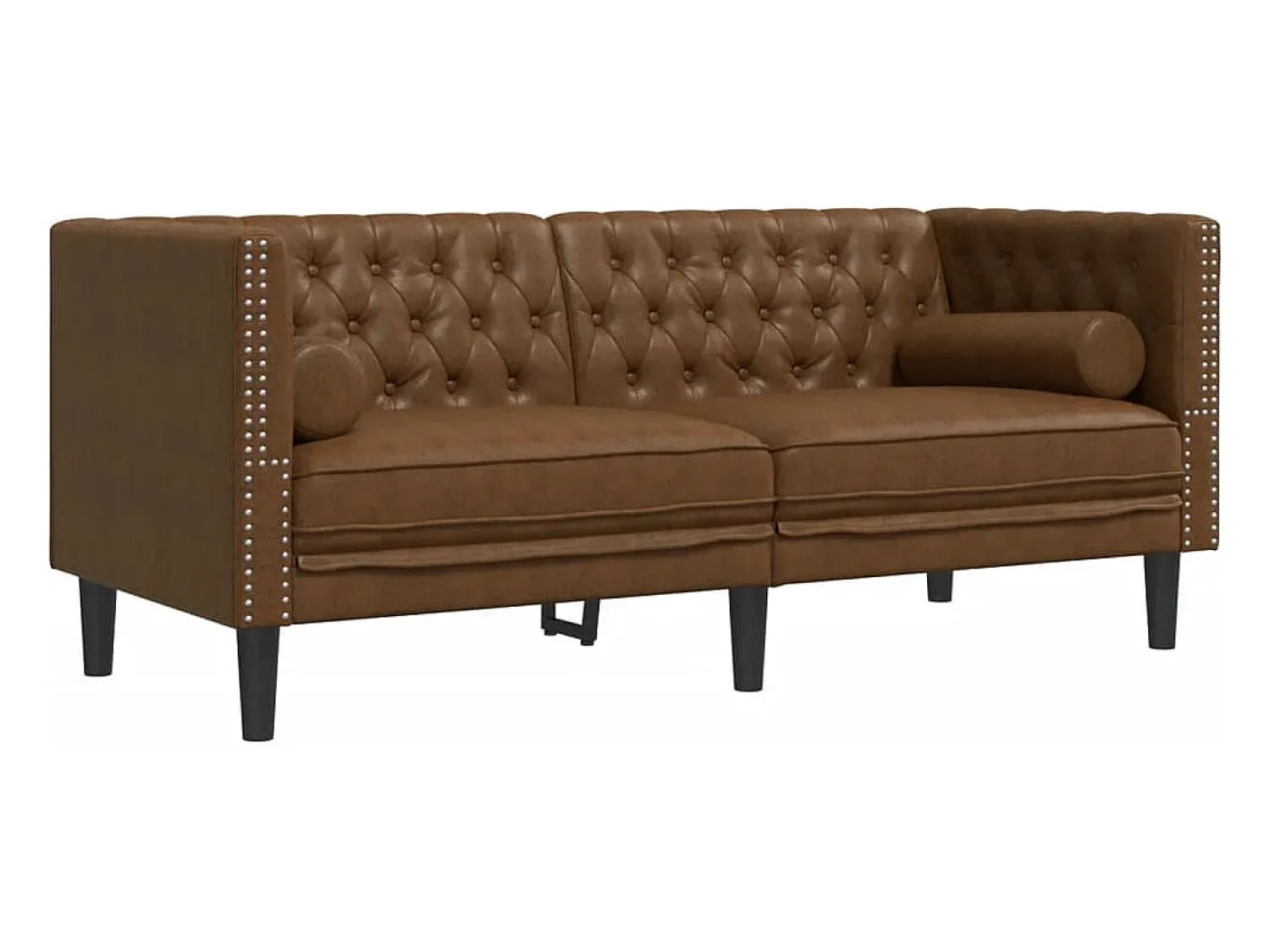 vidaxl Sofá chesterfield com rolos 2 lugares camurça artif.^ Sofá