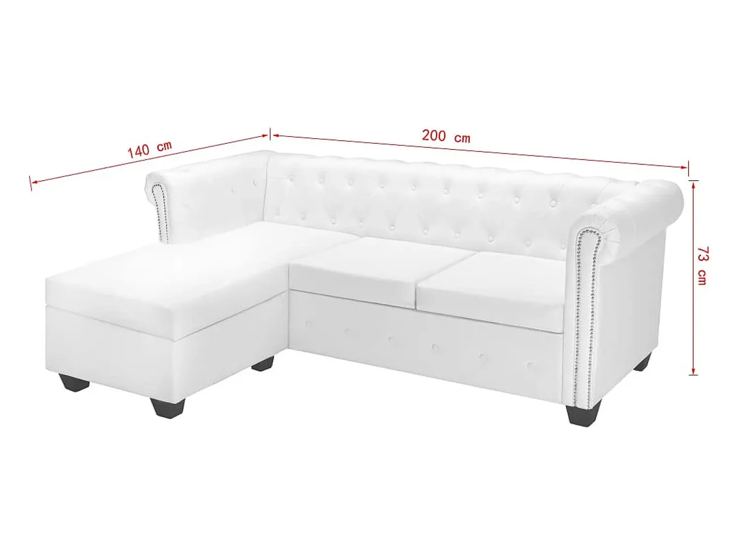 Hot vidaxl Sofá Chesterfield em forma de L couro artificial Branco