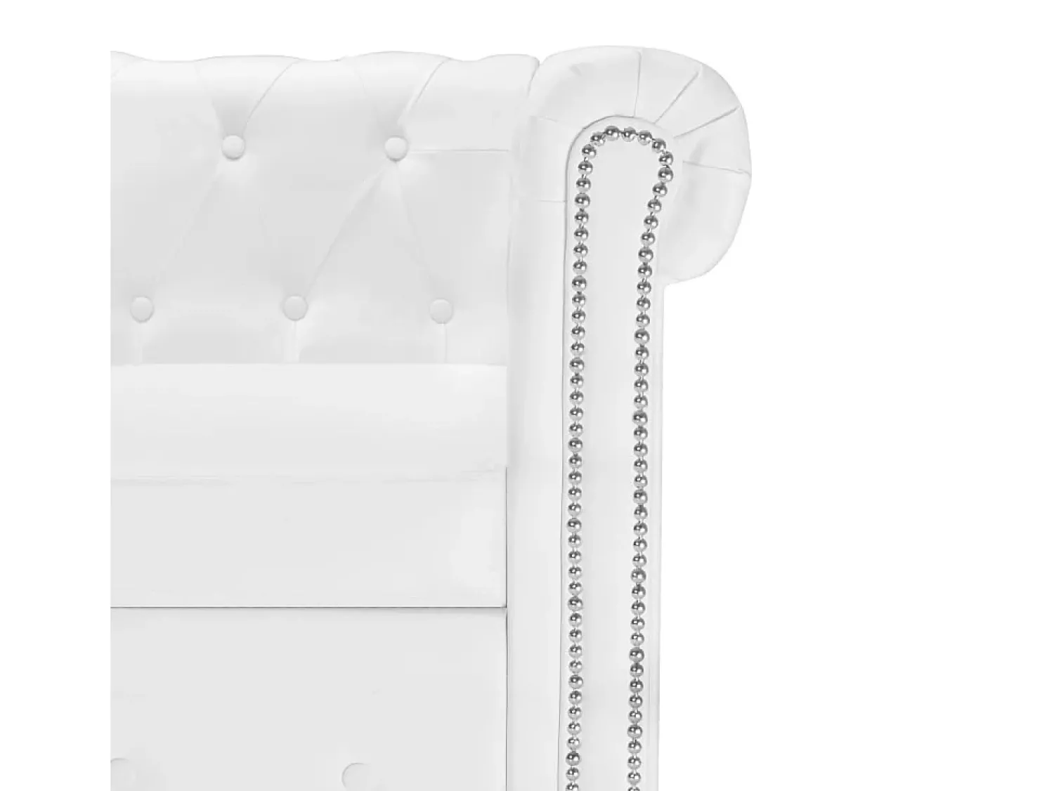 Hot vidaxl Sofá Chesterfield em forma de L couro artificial Branco