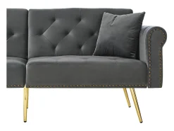 Clearance Sofá Cinza de 2 Lugares - Sofá com Encosto e Braços Ajustáveis ​​​​- 6 Pernas em Metal - para Sala de Estar e Quarto Cinzento