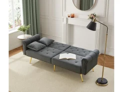 Clearance Sofá Cinza de 2 Lugares - Sofá com Encosto e Braços Ajustáveis ​​​​- 6 Pernas em Metal - para Sala de Estar e Quarto Cinzento