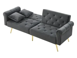 Clearance Sofá Cinza de 2 Lugares - Sofá com Encosto e Braços Ajustáveis ​​​​- 6 Pernas em Metal - para Sala de Estar e Quarto Cinzento