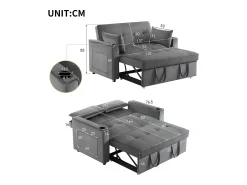 Sofá de 2 lugares - Sofá-cama com suporte para copos e bolso - almofadas e rodízios^ Sofá