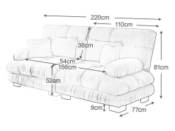 Sofá* Sofá de 2 lugares - Sofá reto com 2 almofadas lombares e 2 almofadas decorativas - chenille Cinzento