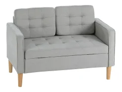 Sofá* Sofá cinzento de 2 lugares - Sofá com compartimentos e almofadas - para sala e quarto Cinzento claro