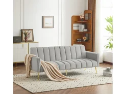 Sofá* Sofá reto - com encosto e braços ajustáveis ​​- para sala de estar e quarto Cinzento