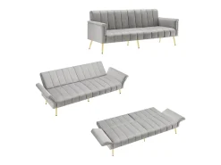 Sofá* Sofá reto - com encosto e braços ajustáveis ​​- para sala de estar e quarto Cinzento