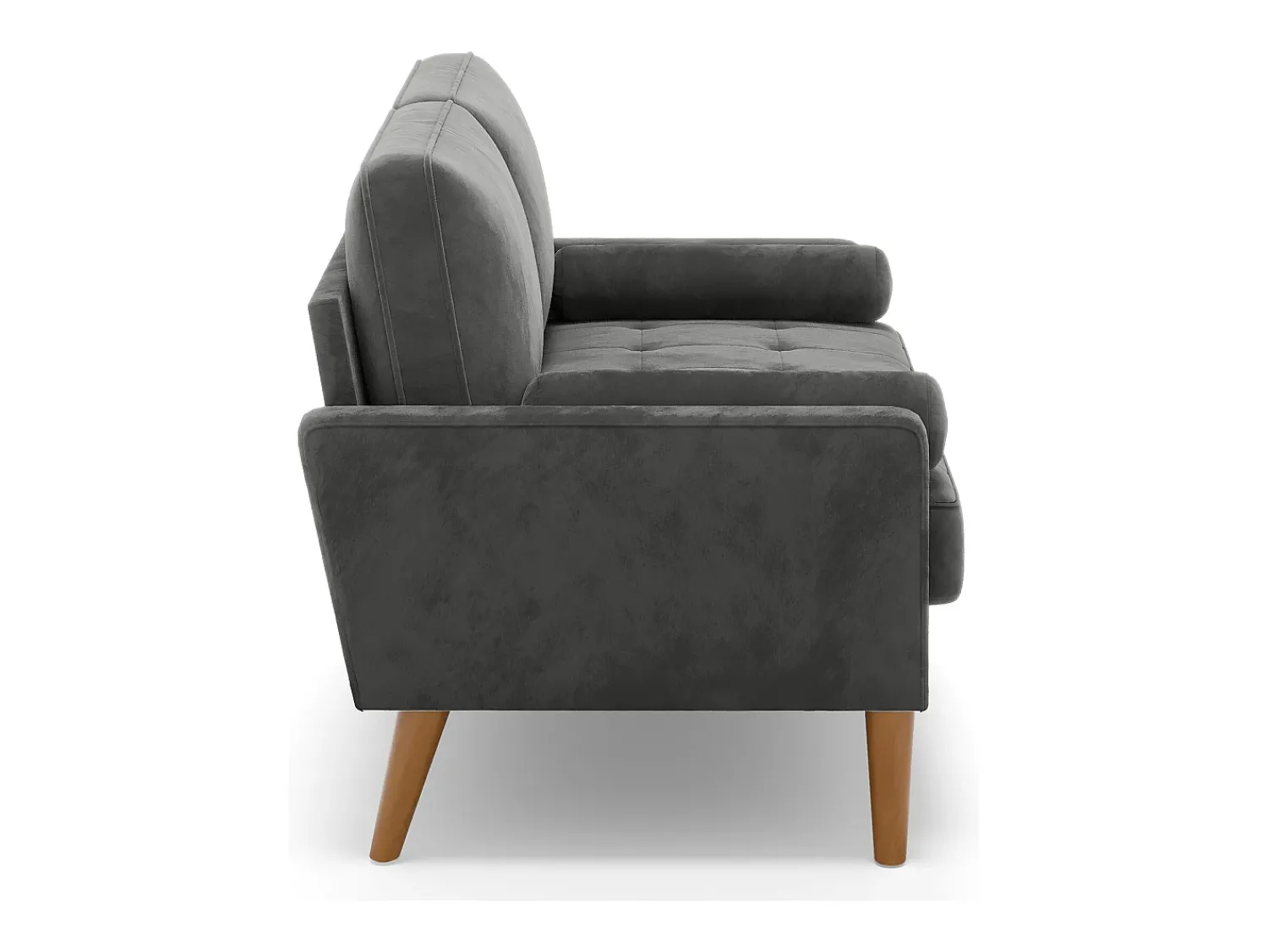 Outlet DripeX Sofá com 2 lugares escandinavos de 2 lugares, mini sofá de braço laminado em Velvet Adeset, poltrona da sala com apoios de braços, 121x77x87cm - cinza Cinzento