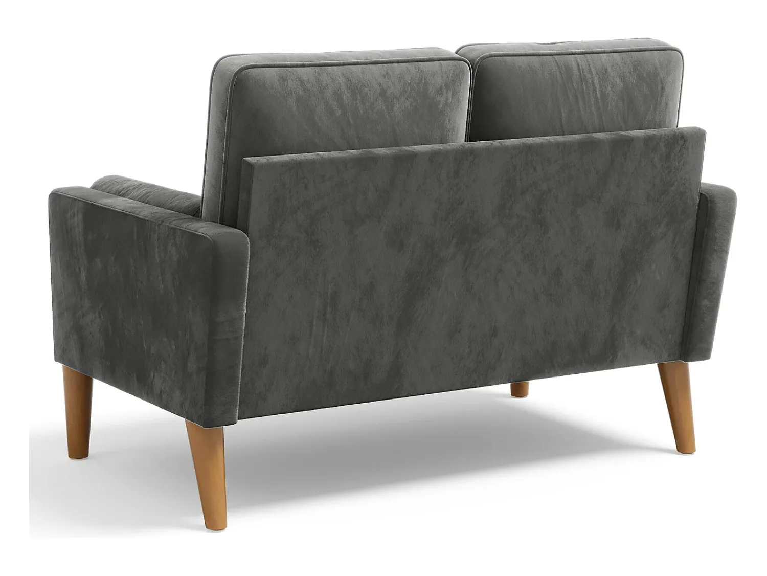 Outlet DripeX Sofá com 2 lugares escandinavos de 2 lugares, mini sofá de braço laminado em Velvet Adeset, poltrona da sala com apoios de braços, 121x77x87cm - cinza Cinzento