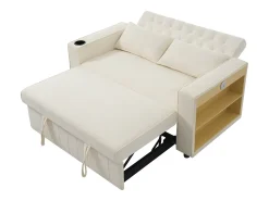 Sofá com função de puxar - Sofá de sala de estar com suporte para copos e porta de carregamento USB - prateleira de arrumação - chenille^ Sofá