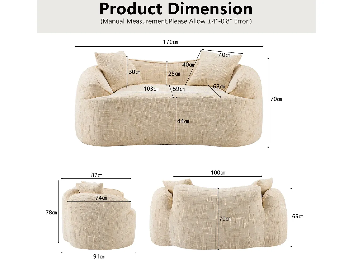 Sofá compacto de 2 lugares com apoios de braço e almofadas, - Compacto e elegante para o seu espaço.^ Sofá
