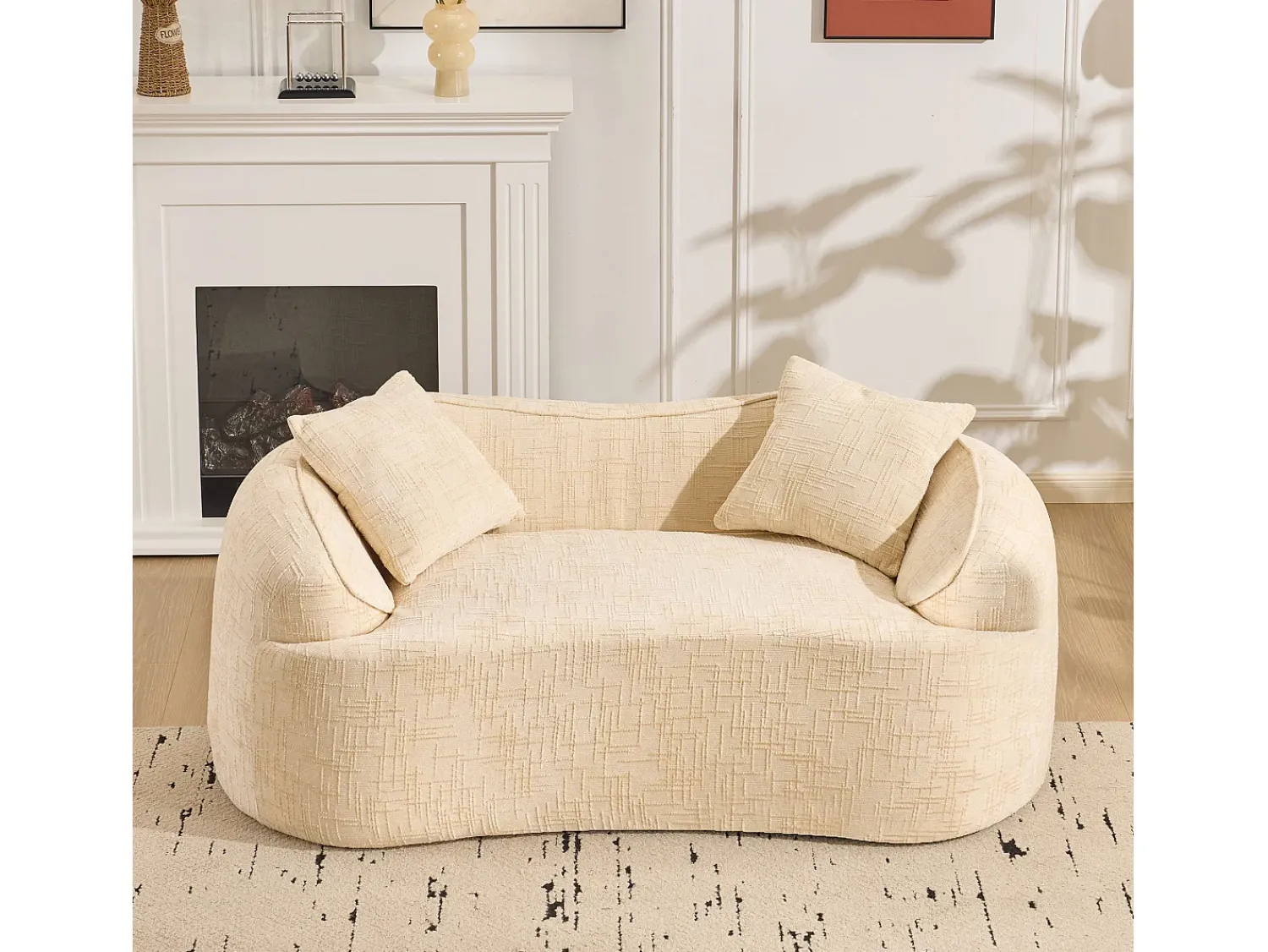 Sofá compacto de 2 lugares com apoios de braço e almofadas, - Compacto e elegante para o seu espaço.^ Sofá