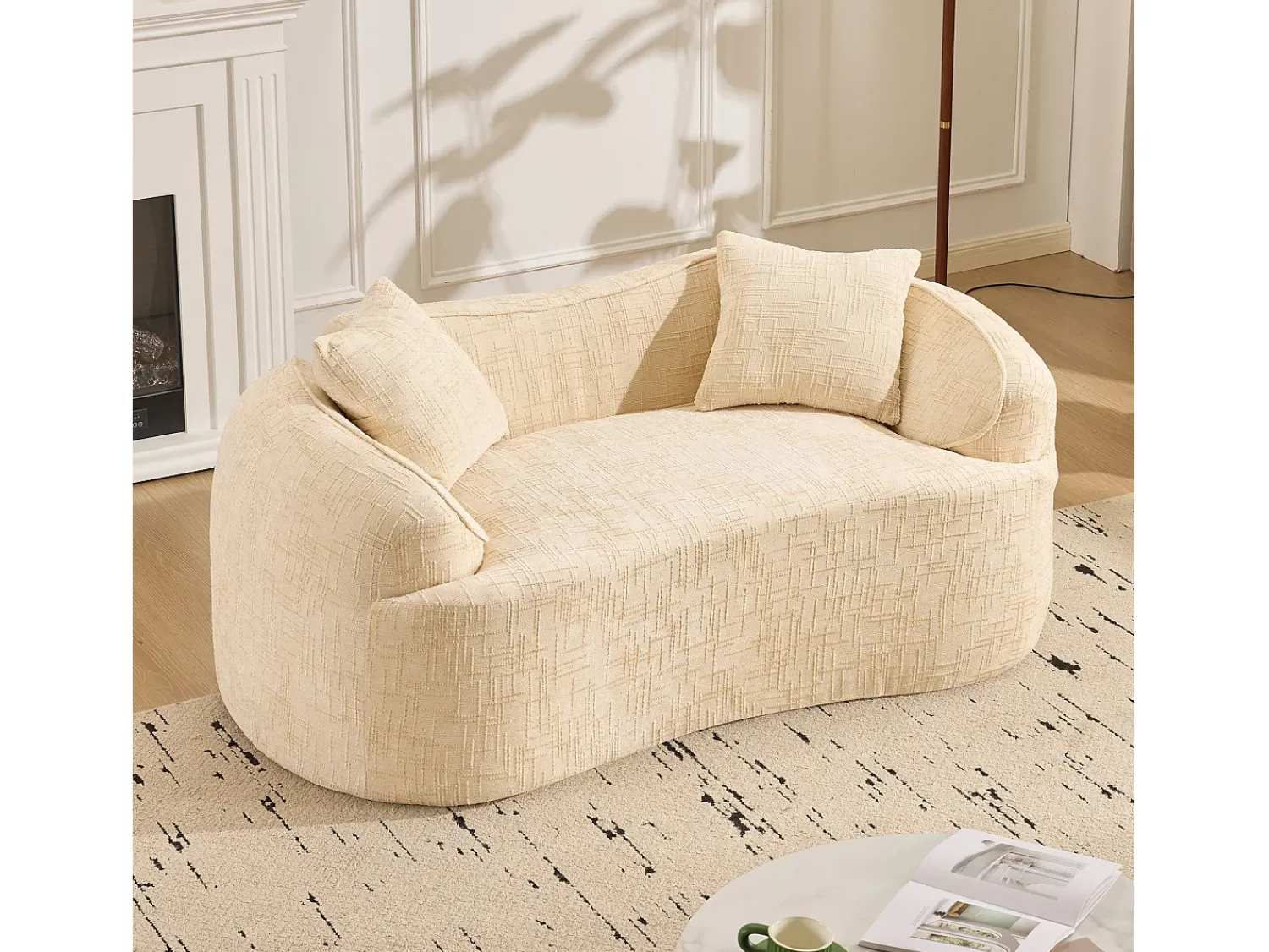 Sofá compacto de 2 lugares com apoios de braço e almofadas, - Compacto e elegante para o seu espaço.^ Sofá