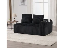 Merax Sofá confortável de 2 lugares - 158 x 93 x 61 cm - não requer montagem - com almofadas de encosto e bolso - veludo - Preto