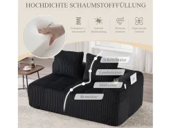 Merax Sofá confortável de 2 lugares - 158 x 93 x 61 cm - não requer montagem - com almofadas de encosto e bolso - veludo - Preto
