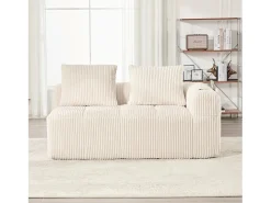 Sofá*Merax Sofá confortável de 2 lugares - 158 x 93 x 61 cm - não requer montagem - com almofadas de encosto e bolso - veludo - Bege