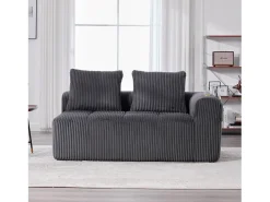 Sofá|Merax Sofá confortável de 2 lugares - 158 x 93 x 61 cm - não requer montagem - com almofadas de encosto + almofadas com bolso - veludo - cinza Cinzento