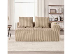 Merax Sofá confortável de 2 lugares - 158 x 93 x 61 cm - não requer montagem - com almofadas de encosto + bolso - veludo - cáqui^ Sofá