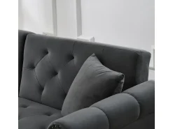 Sofá*ModernLuxe Sofá contemporâneo 2 lugares - Veludo - Encosto ajustável em 3 níveis - Cinza Cinzento