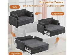 Sofá* Sofá conversível de 2 lugares em tecido chenille com encosto ajustável - Conforto e praticidade para sua sala de estar. Cinzento