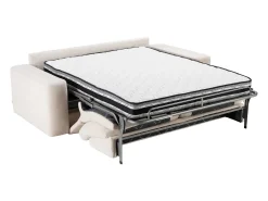Vente-unique Sofá conversível de 3 lugares abertura rápida em tecido texturizado 160 cm colchão 16 cm DAVISO Bege