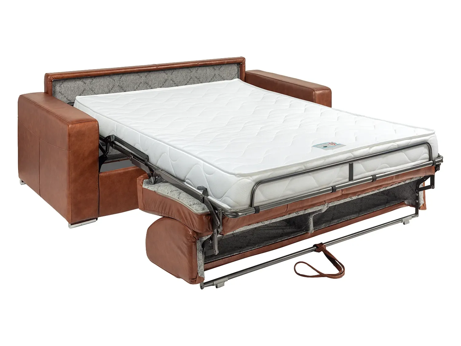 Sofá|Vente-unique Sofá conversível de 4 lugares express em couro vintage caramelo 160 cm colchão 14 cm CALITO Castanho