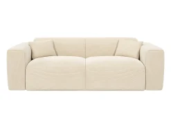 Sofá*Vente-unique Sofá conversível de 4 lugares abertura rápida em veludo cotelê - Colchão de 16 cm POGNIA Bege