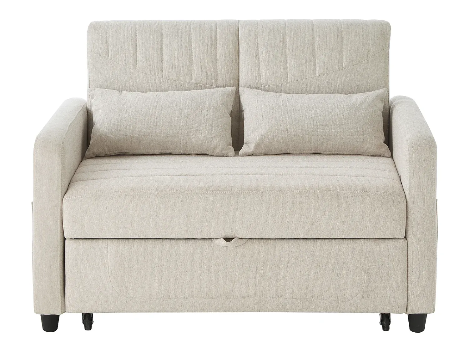 Sale ModernLuxe Sofá conversível duplo 114 x 77 x 82.5 cm - encosto ajustável em três níveis - tecido de algodão e linho - Bege