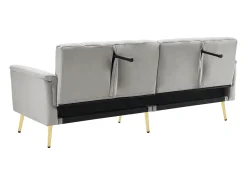 Discount Hauss Spole Sofá conversível reto de 2 lugares em veludo cinza claro, encosto e braços dobráveis ​​- 183x76x75cm Cinzento claro