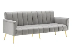 Discount Hauss Spole Sofá conversível reto de 2 lugares em veludo cinza claro, encosto e braços dobráveis ​​- 183x76x75cm Cinzento claro