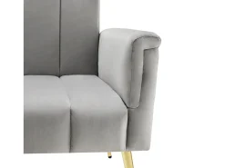 Discount Hauss Spole Sofá conversível reto de 2 lugares em veludo cinza claro, encosto e braços dobráveis ​​- 183x76x75cm Cinzento claro