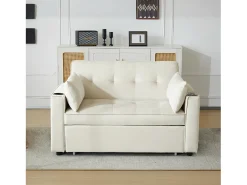 Sofá*Merax Sofá conversível, Sofá-cama dobrável de veludo - 137 x 76,5 x 86 cm - com função dormir - Bege