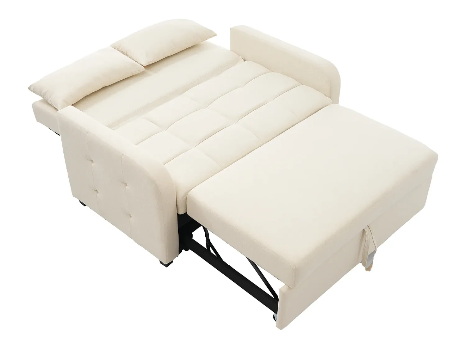 Sofá*ModernLuxe Sofá conversível 127x75x94 cm - Encosto ajustável - Com 2 almofadas - Bege