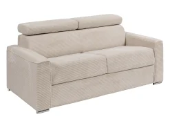 Online Vente-unique Sofá convert. abert. ráp. veludo canel. , cama ripas largas 160cm, colchão 22cm VIZIR Bege