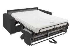 Vente-unique Sofá convert. abert. ráp. veludo canel. cinza, cama ripas largas 140cm, colchão 14cm VIZIR^ Sofá