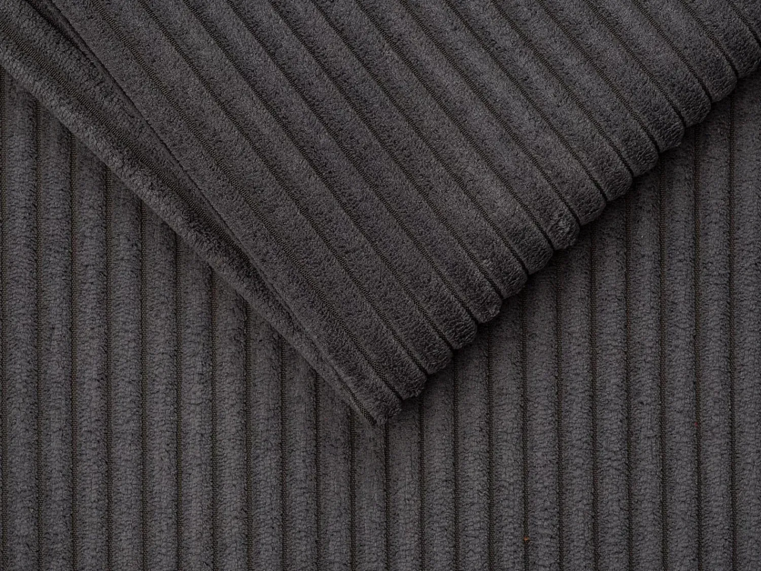 Vente-unique Sofá convert. abert. ráp. veludo canel. cinza, cama ripas largas 140cm, colchão 18cm VIZIR^ Sofá