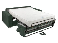 Online Vente-unique Sofá convert. abert. ráp. veludo canel. , cama ripas largas 160cm, colchão 22cm VIZIR Verde