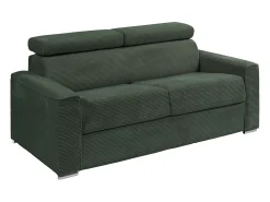 Online Vente-unique Sofá convert. abert. ráp. veludo canel. , cama ripas largas 160cm, colchão 22cm VIZIR Verde