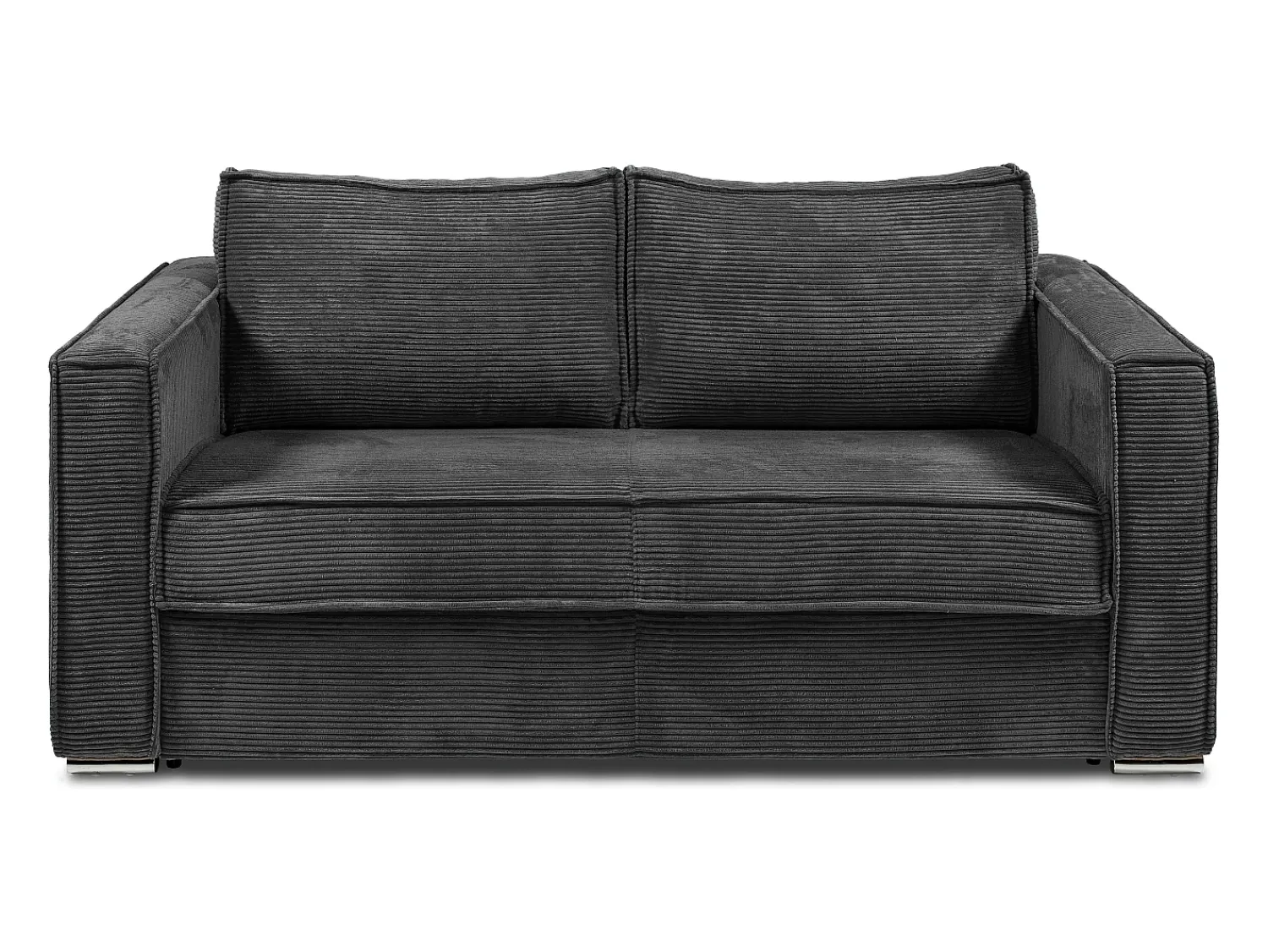Sofá*Vente-unique Sofá convertível 140 cm veludo canelado antracite assento com assento de memória de forma ripas largas 22 cm LORETO Cinza antracite