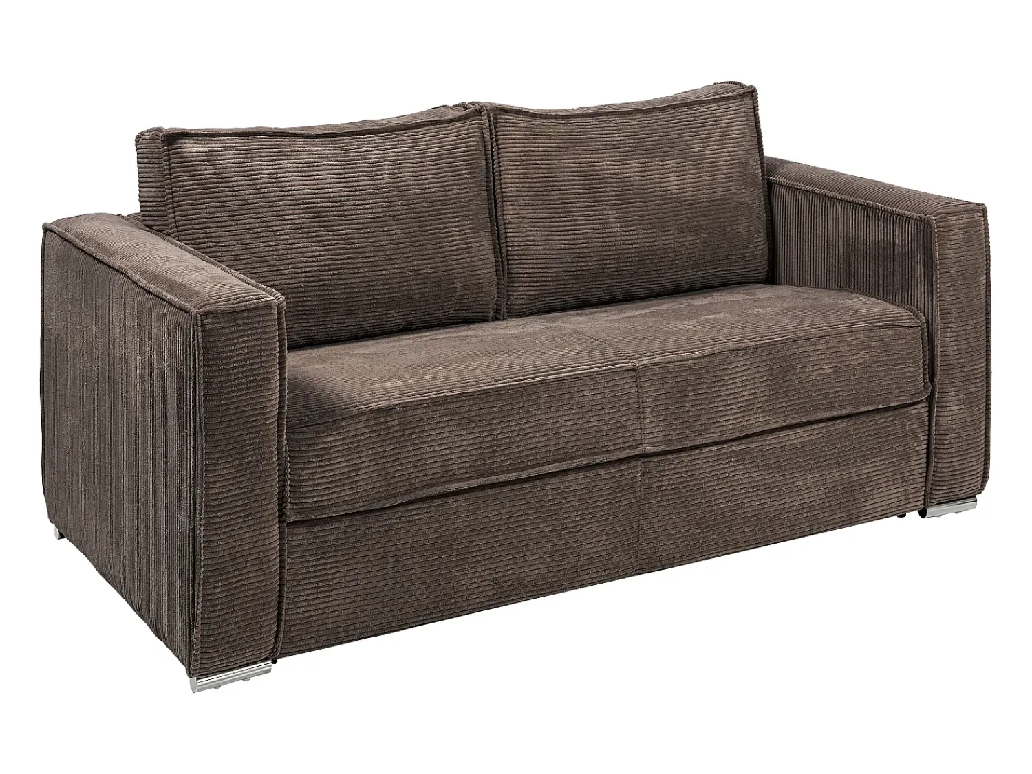 Best Vente-unique Sofá convertível 160 cm veludo canelado assento com espuma de memória ripas largas 18 cm LORETO Castanho