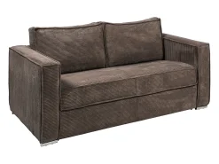 Vente-unique Sofá convertível 160 cm veludo canelado marrom assento memória de forma ripas largas 22 cm LORETO^ Sofá