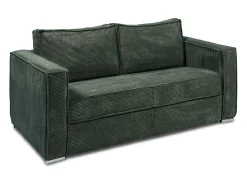 Sofá*Vente-unique Sofá convertível 160 cm veludo canelado verde pinheiro assento memória de forma ripas largas 14 cm LORETO Verde pinho