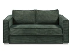 Online Vente-unique Sofá convertível 140 cm veludo canelado verde pinheiro assento memória de forma ripas largas 18 cm LORETO Verde pinho