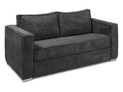 Sofá|Vente-unique Sofá convertível 160 cm veludo canelado antracite assento memória de forma ripas largas 18 cm LORETO Cinza antracite