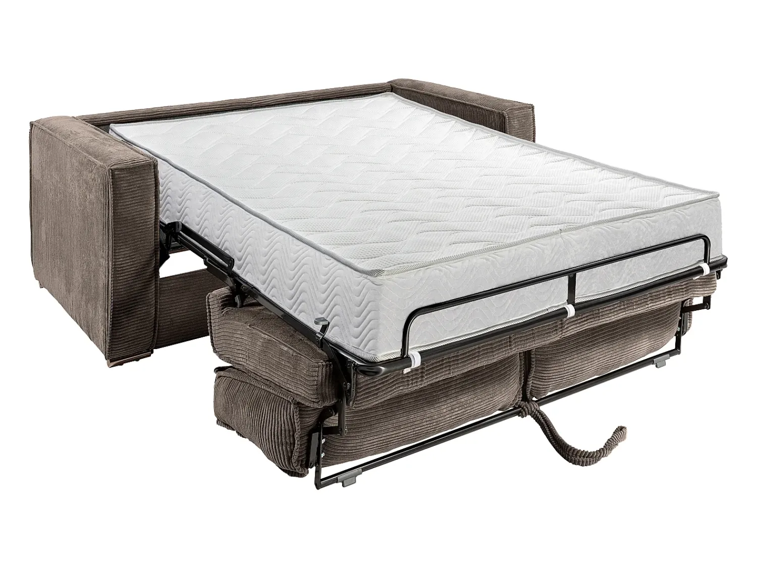 Discount Vente-unique Sofá convertível 140 cm veludo canelado assento memória de forma ripas largas 22 cm LORETO Castanho