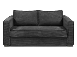 Sofá*Vente-unique Sofá convertível 140 cm veludo canelado antracite assento memória de forma ripas largas 14 cm LORETO Cinza antracite