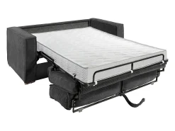 Sofá*Vente-unique Sofá convertível 140 cm veludo canelado antracite assento memória de forma ripas largas 14 cm LORETO Cinza antracite