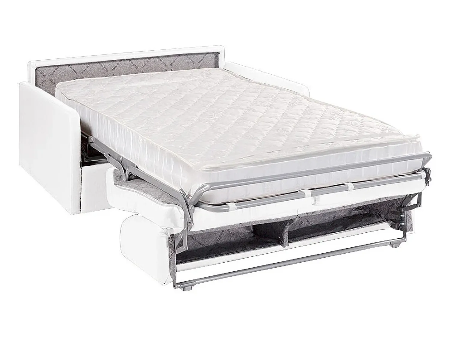Sofá|Vente-unique Sofá convertível abertura rápida couro sintético assento memória de forma 140 cm colchão 18 cm CALIFE Branco